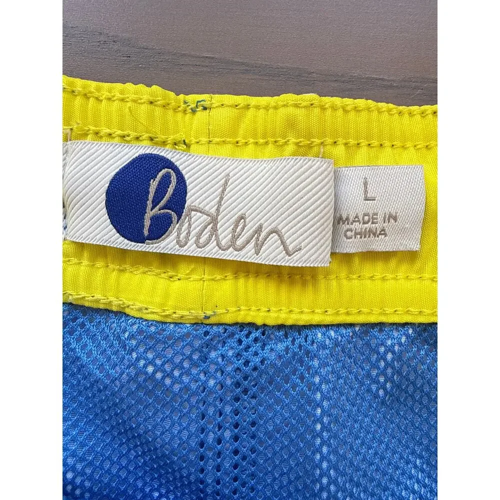 Boden Men's Cheetah Print Blue Swim Trunks Size Large
